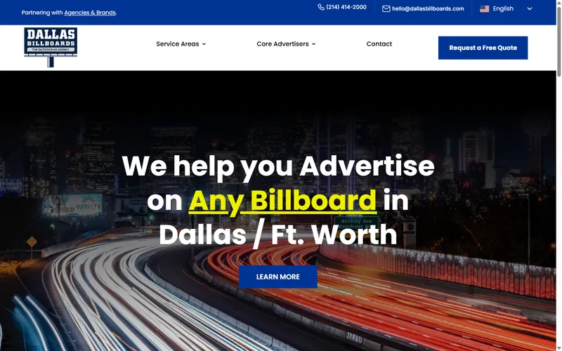 Dallas Billboards — DFW billboard advertising agency designed in Divi 5