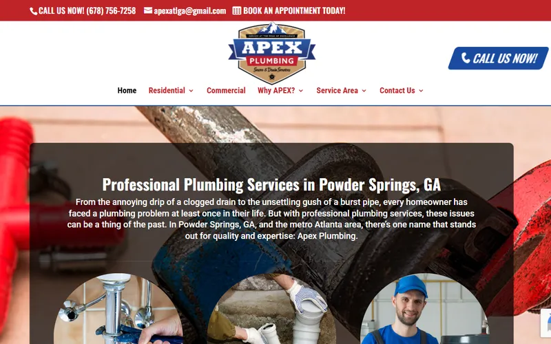 Apex Plumbing — Emergency plumbing services in Powder Springs, GA